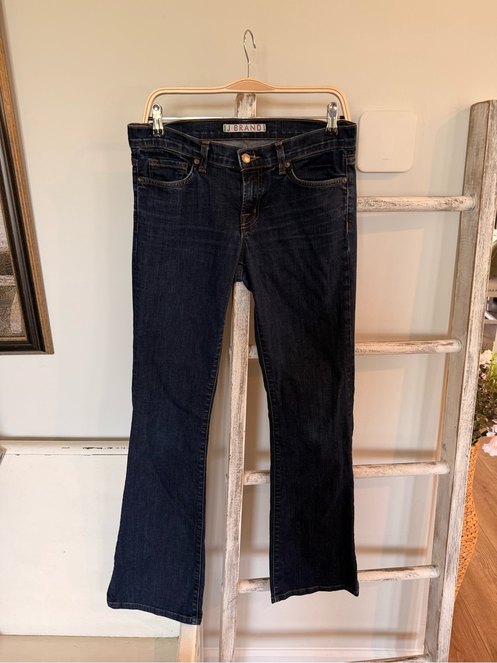 J Brand Black Flare Jeans Womens 28 Low Rise Stretch Denim Made in USA EUC